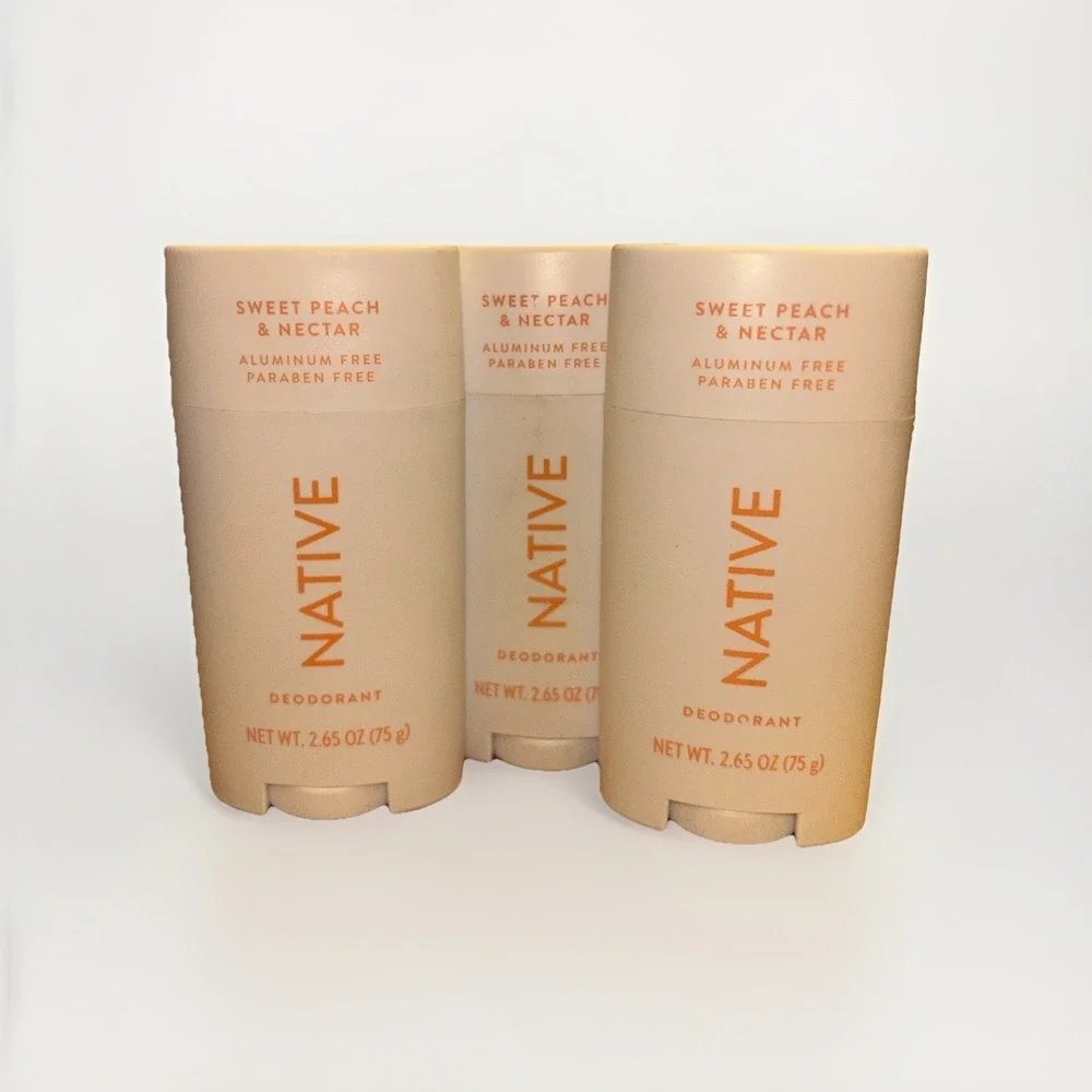 Native Deodorant Sweet‎ Peach & Nectar Scent 2.65 oz - 3 PACK NEW SHIPS FAST